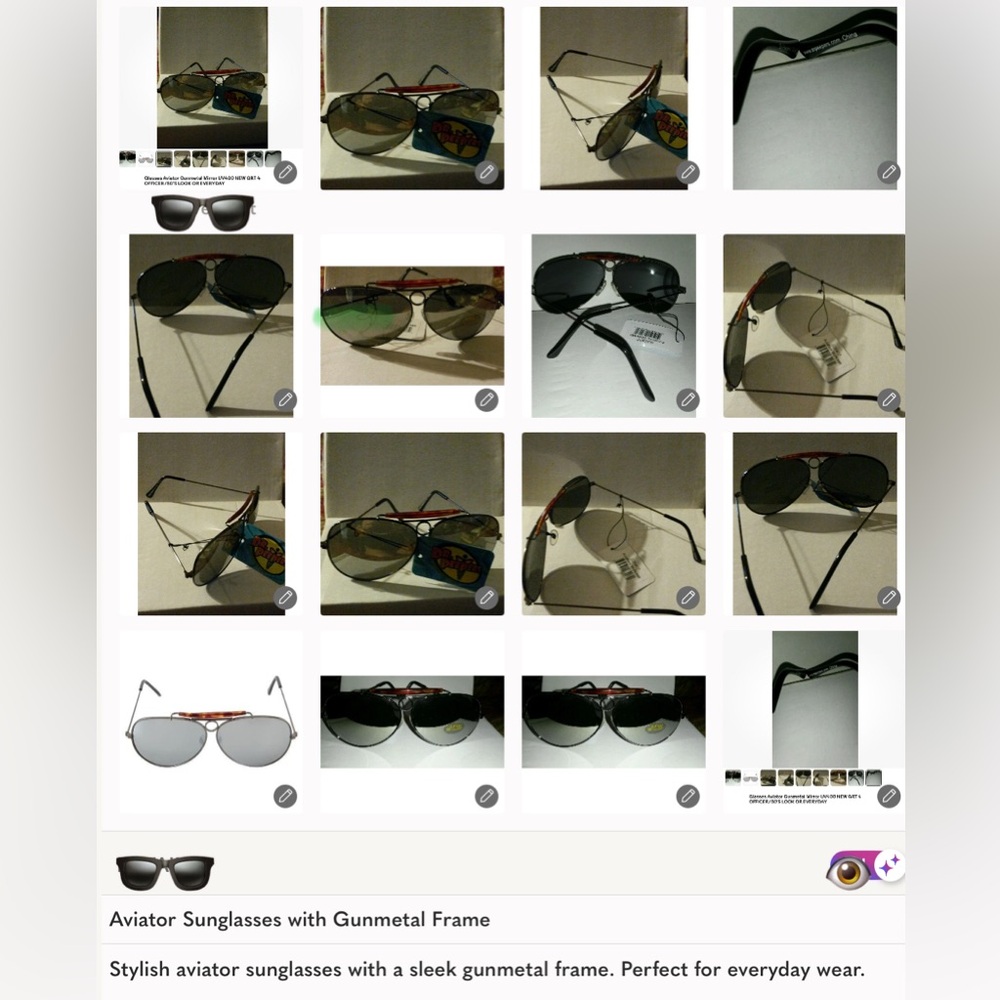 Glasses Aviator Gunmetal Mirror UV400 NEW GRT 4 OFFICER/50'S  by DR. Peepers